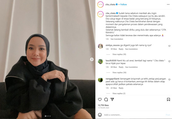 Cita Citata Umumkan Kembali Pakai Nama Aslinya, Cita Rahayu
