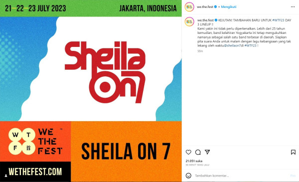 Sheila On 7 Tampil di We The Fest 2023, Ryan D'Masiv: Top