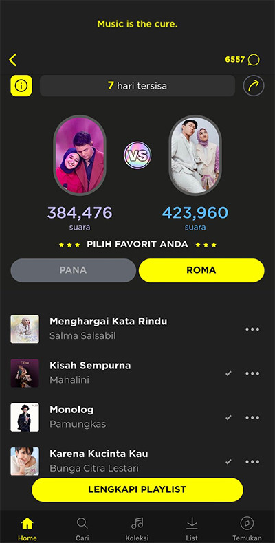 Tim PANA atau ROMA? Cobain Fitur VERSUS di TREBEL yang Bikin Fanbase PANAROMA Makin Solid Dukung Musisi Favorit