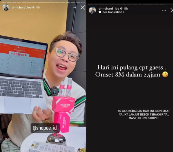Pindah Lapak Streaming ke Shopee Live, dr. Richard Perdana Langsung Pecahkan Rekor Omset Rp8 Miliar dalam 2,5 Jam!