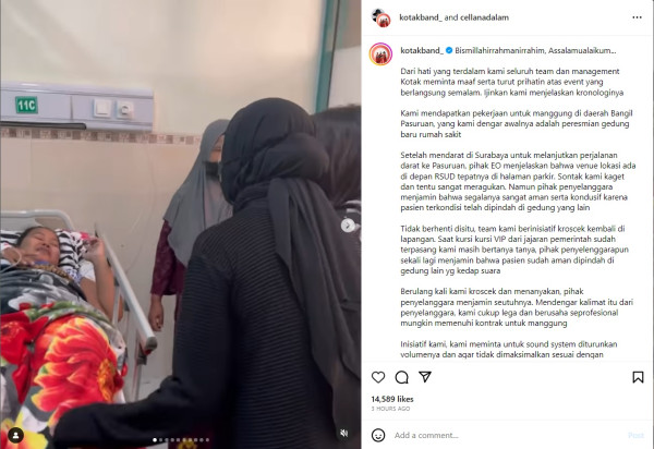 Kotak Minta Maaf usai Konser di RSUD Bangil Pasuruan, Pasien Ngeluh Suara Keras