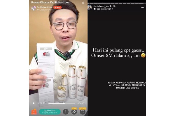 Sukses Pecahkan Rekor Omzet Rp8 M di Shopee Live, dr. Richard Lee Punya Kisah Perjuangan Hidup Inspiratif