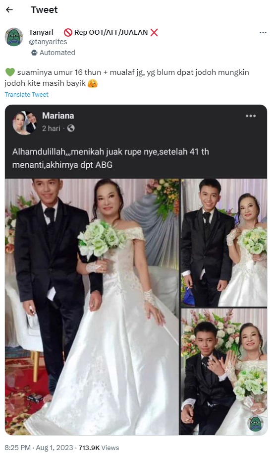 Viral! Anak 16 Tahun di Sambas Menikah dengan Sahabat sang Ibu yang Berusia 41 Tahun, Akui Saling Cinta