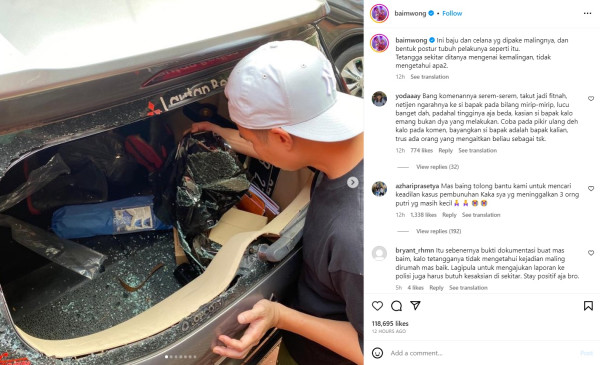 Mobil Baim Wong Dibobol Maling, Kaca Belakang Pecah