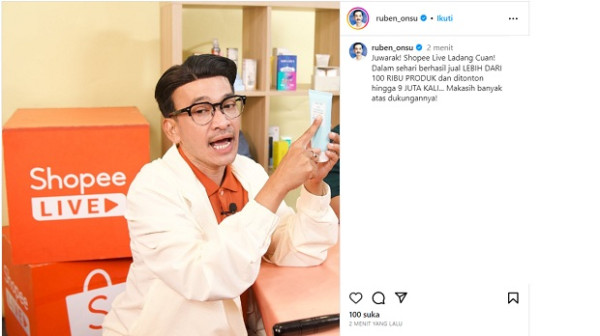 Jadi Ladang Gali Cuan, Ruben Onsu Sukses Jual Lebih dari 100 Ribu Produk di Shopee Live!