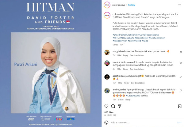 Putri Ariani Jadi Bintang Tamu Spesial Konser David Foster, Gantikan Katherine McPhee