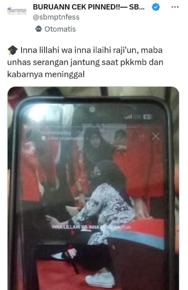 Kabar Duka, Mahasiswa Baru Unhas Meninggal Dunia saat Ikut PKKMB