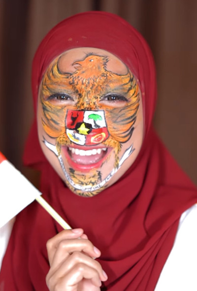 Rayakan HUT ke-78 RI, Ria Ricis Lukis Pulau Indonesia dan Burung Garuda di Wajah