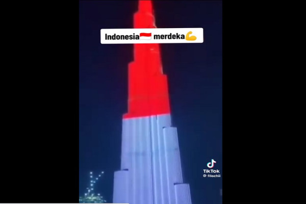 Semarak HUT ke-78 Kemerdekaan Indonesia di UEA, Burj Khalifa Menyala Merah Putih