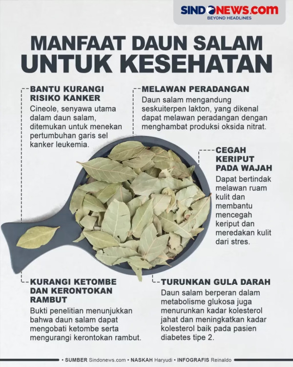 7 Penyakit yang Bisa Diobati dengan Daun Salam, dari Diabetes hingga Kolesterol