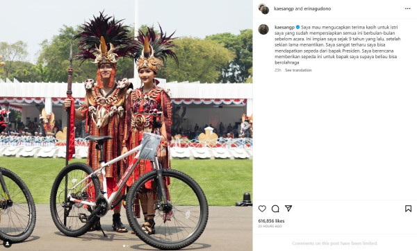 Dapat Sepeda dari Presiden Jokowi, Kaesang Pangarep: untuk Bapak Saya