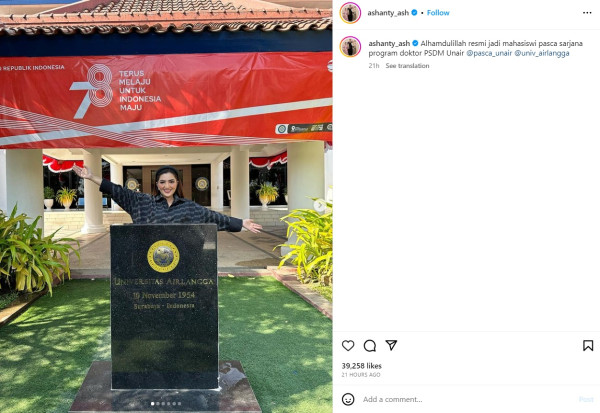 Ashanty Jadi Mahasiswi S3 Unair, Krisdayanti Beri Dukungan: Aku Doakan Sukses