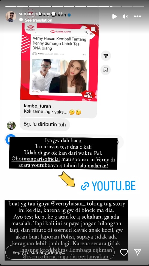 Denny Sumargo Terima Permintaan Verny Hasan untuk Tes DNA Ulang