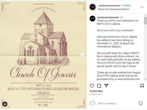 Bring Me The Horizon Tambah Jadwal Konser di Jakarta, Saosin Jadi Tamu Spesial