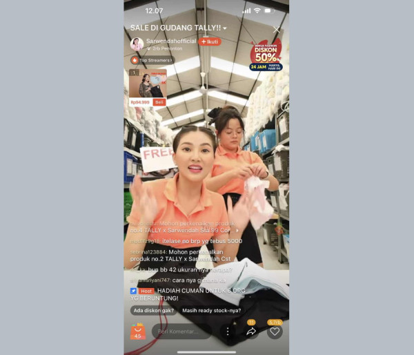 Sesi Shopee Live Sarwendah bersama Brand Lokal Tally Pecahkan Rekor Omzet 75 Kali Lipat