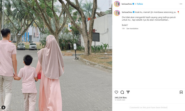 Larissa Chou Minta Izin ke Anak Perkenalkan Pria Baru, Janji Beri Kasih Sayang Lebih