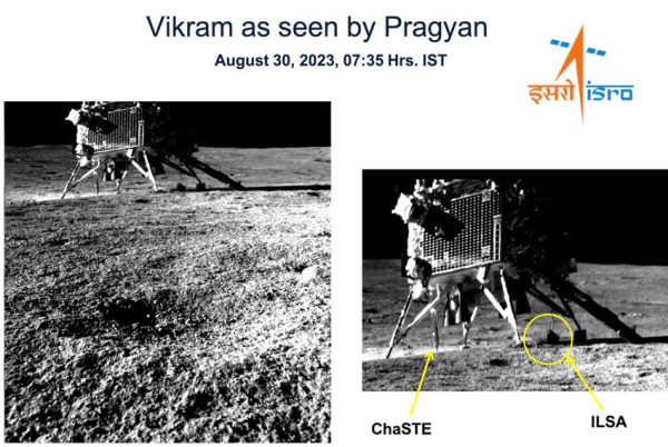 Rover Penjelajah Pragyan Memfoto Penampakan Pendarat Chandrayaan-3 di Bulan