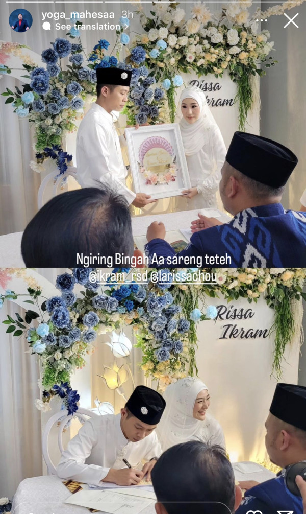 5 Potret Pernikahan Larissa Chou dan Ikram Rosadi yang Serba Putih