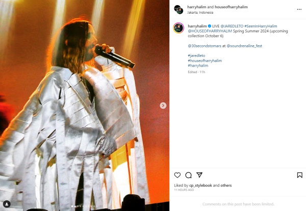 Tampil di Soundrenaline 2023, Jared Leto Pakai Outer Rancangan Desainer Indonesia