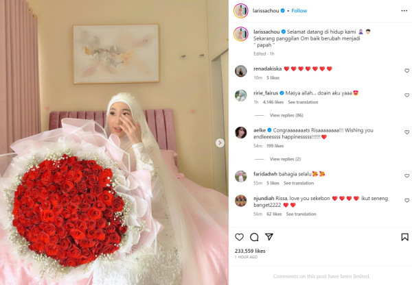 Akad Nikah Larissa Chou dan Ikram Rosadi Digelar Tertutup