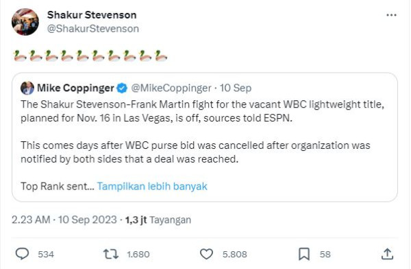 Diledek Emoji Bebek Shakur Stevenson, Begini Tanggapan Singkat Frank Martin