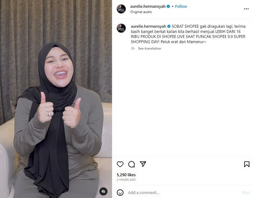 24 Jam Nonstop di Shopee Live, Ruben Onsu dan Sarwendah, hingga Aurel Meriahkan Puncak Kampanye 9.9