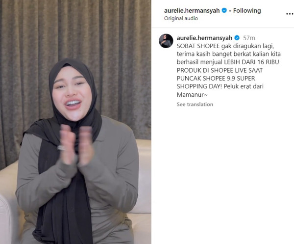 Gempar! Streaming di Shopee Live, Aurel Hermansyah Sukses Jual Lebih dari 16 Ribu Produk di Puncak Kampanye Shopee 9.9