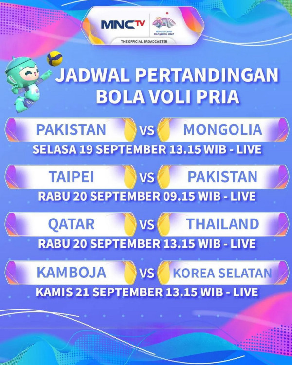 MNCTV Tayangkan Pertandingan Voli Putra Asian Games 2023