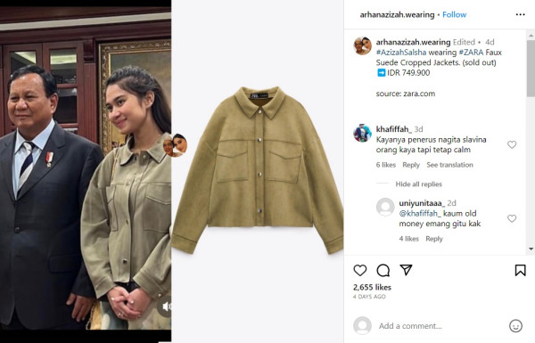Azizah Salsha Disebut Bakal Jadi Penerus Nagita Slavina Gegara Pakai Jaket Ini