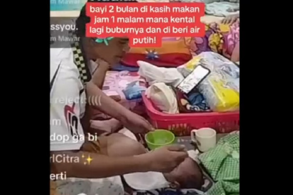 Memilukan! Bayi 2 Bulan Dijejali Bubur oleh Pengasuh Panti Sambil Siaran Langsung
