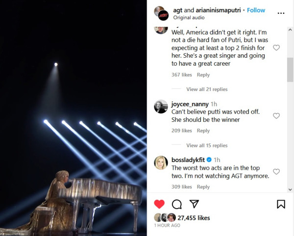 Fans Putri Ariani Marah, Netizen Geruduk Akun Instagram AGT 2023