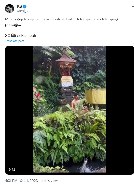 Viral! Bule Meditasi Tanpa Busana di Tempat Suci Bali, Netizen: Strategi untuk Pulang Gratis