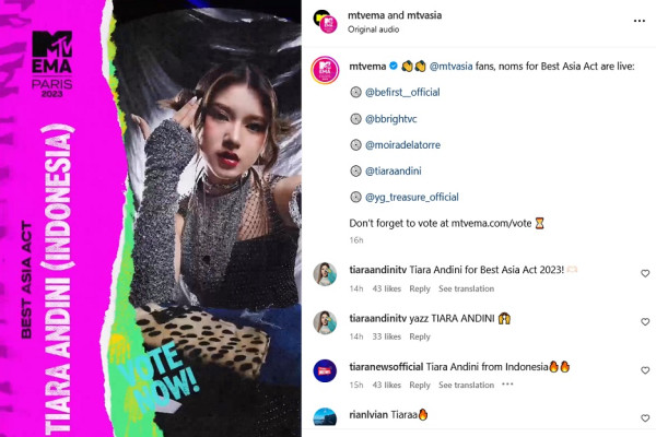 Masuk Nominasi MTV EMA 2023, Ini 4 Penyanyi Saingan Tiara Andini