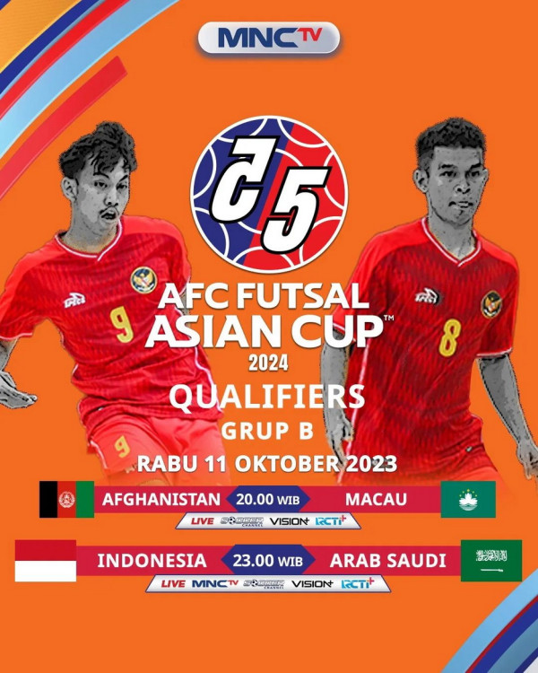 Laga Terakhir Grup B Kualifikasi AFC Futsal Asian Cup 2024, Indonesia Hadapi Arab Saudi di MNCTV