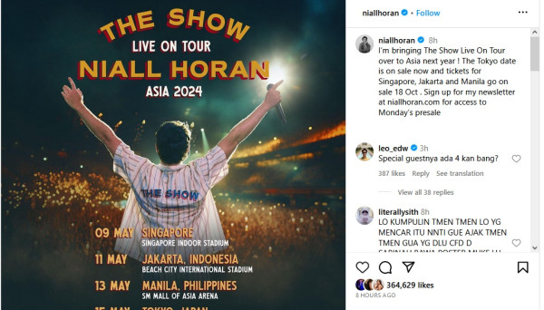 Niall Horan Kasih Kode Konser di Jakarta, Netizen: Nangis Banget