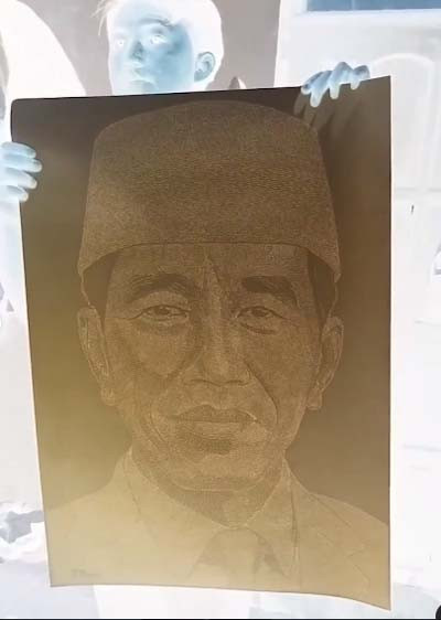 Viral! Pria asal Pati Bikin 7 Lukisan Wajah Presiden RI Pakai Nama Desa di Indonesia
