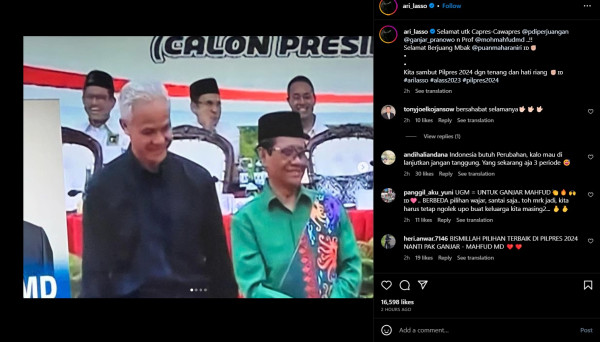 Mafhud MD Jadi Cawapres Ganjar, Ari Lasso Ucapkan Selamat