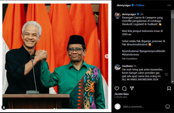 Denny Cagur Sebut Ganjar Pranowo dan Mahfud MD Pemimpin Berpengalaman yang Dibutuhkan Indonesia