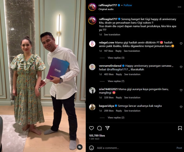 Raffi Ahmad Beri Nagita Slavina Kado Perusahaan di Anniversary Pernikahan ke-9