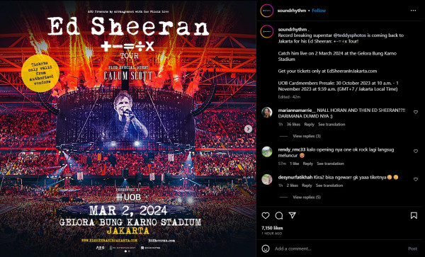 Ed Sheeran Gelar Konser +-=÷x di GBK pada 2 Maret 2024