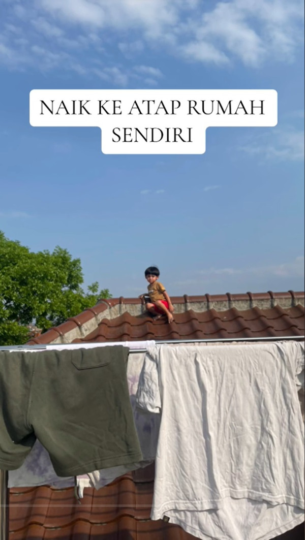 Viral! Bocah 2,5 Tahun Naik Genteng Sendirian Gegara Ingin Lihat Ayam, Sempat Dikira Hilang