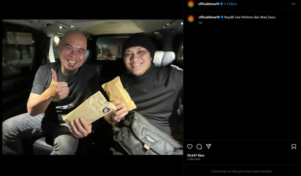 Ahmad Dhani Pamer Amplop Isi Royalti dari Ari Lasso di Instagram Dewa 19