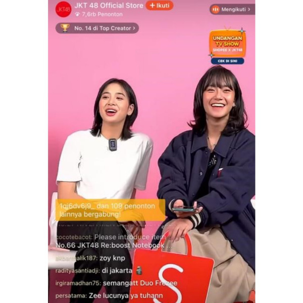 Zee dan Freya JKT48 Sukses Ramaikan Shopee Live, Dapat Respon Positif dari Warganet!