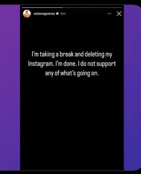 Selena Gomez Umumkan Rehat dari Media Sosial, Hapus IG karena Muak Lihat Kekerasan