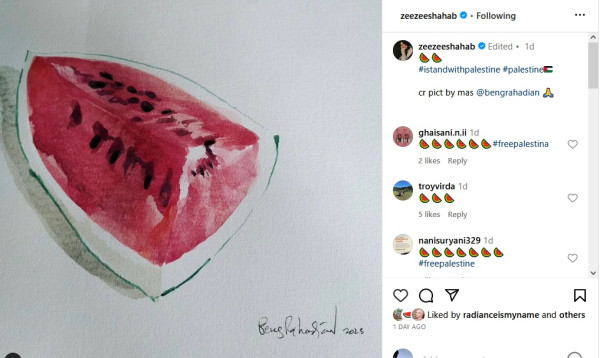 7 Reaksi Artis Indonesia lewat Unggahan Foto Semangka, Beri Dukungan untuk Palestina