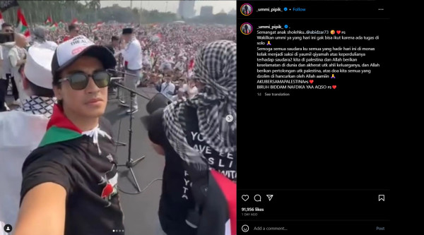 Abidzar Turun ke Jalan Bela Palestina, Umi Pipik: Kelak Menjadi Saksi Yaumul Qiyamah
