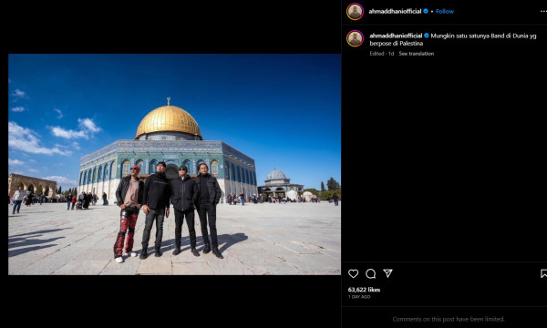 Unggah Foto Dewa 19 di Masjid Al Aqsa, Ahmad Dhani Diminta Bikin Lagu untuk Palestina