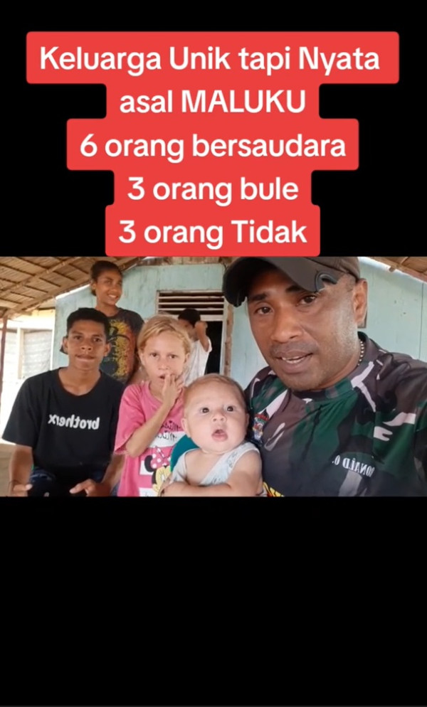 Viral! Pasutri Asal Maluku Ini Punya 3 Anak Berwajah Bule