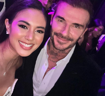 Momen Aurelie Moeremans Bertemu dan Foto Bareng David Beckham