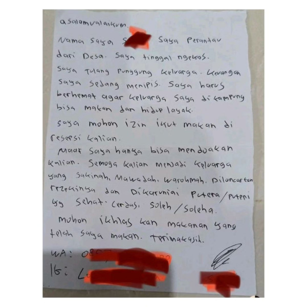 Viral! Pengantin Dapat Amplop dari Perantau, Isinya Surat Izin Numpang Makan di Resepsi